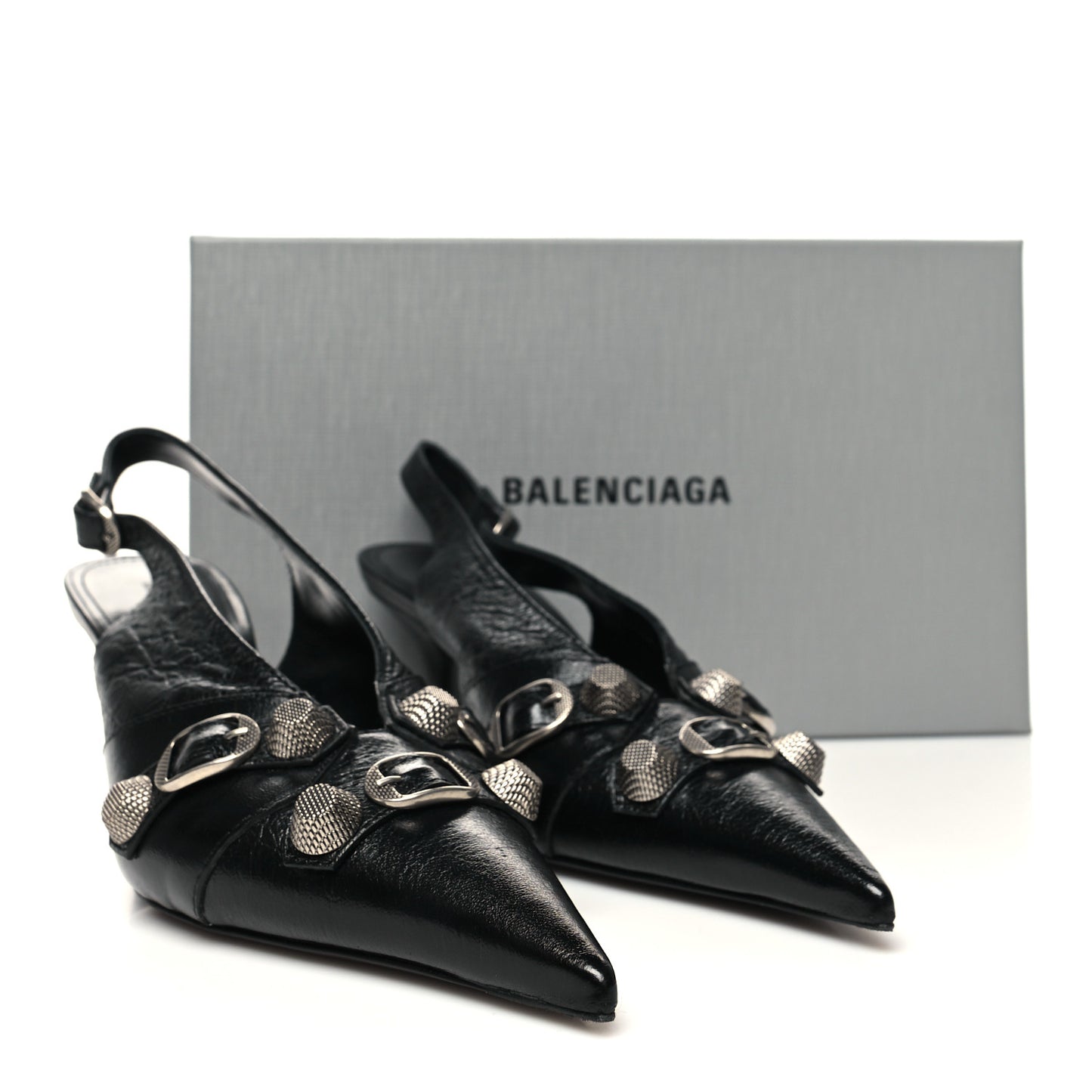 Agneau Arena Cagole 70mm Slingback Pumps 38.5 Black