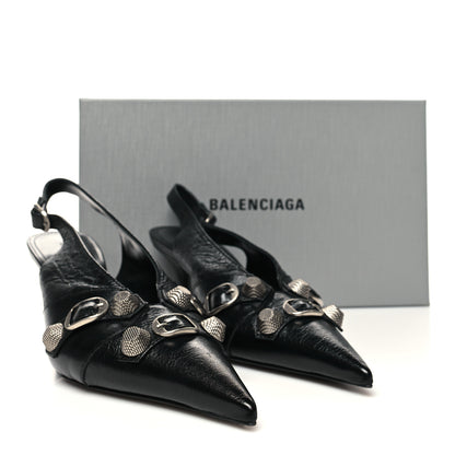 Balenciaga Agneau Arena Cagole 70mm Slingback Pumps 38.5 Black 10 of 10