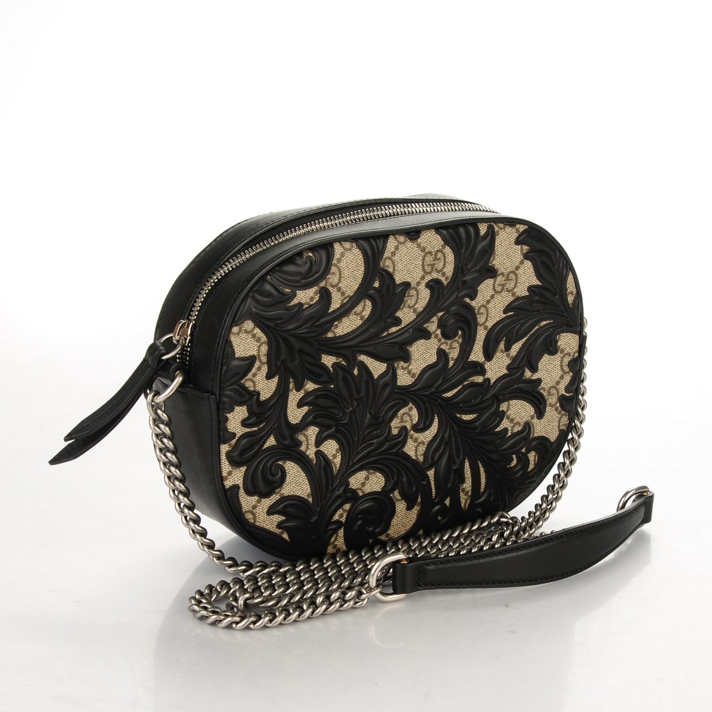 GG Supreme Monogram Arabesque Mini Chain Shoulder Bag Beige Black