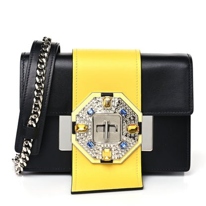 Prada City Calf Crystal Embellished Ribbon Bag Black 1 of 9