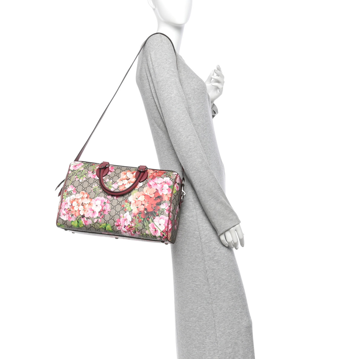 Gucci GG Supreme Monogram Blooms Medium Boston Beige Multicolor Dry Rose 2 of 10