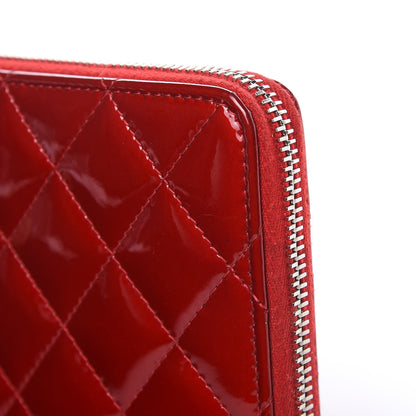 Chanel Patent Quilted Large Brilliant Zip Around Organizer Wallet Red 11 of 17