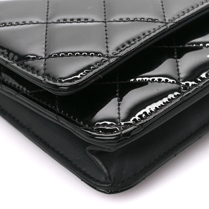 Chanel Patent Quilted Wallet On Chain WOC Black 10 of 11