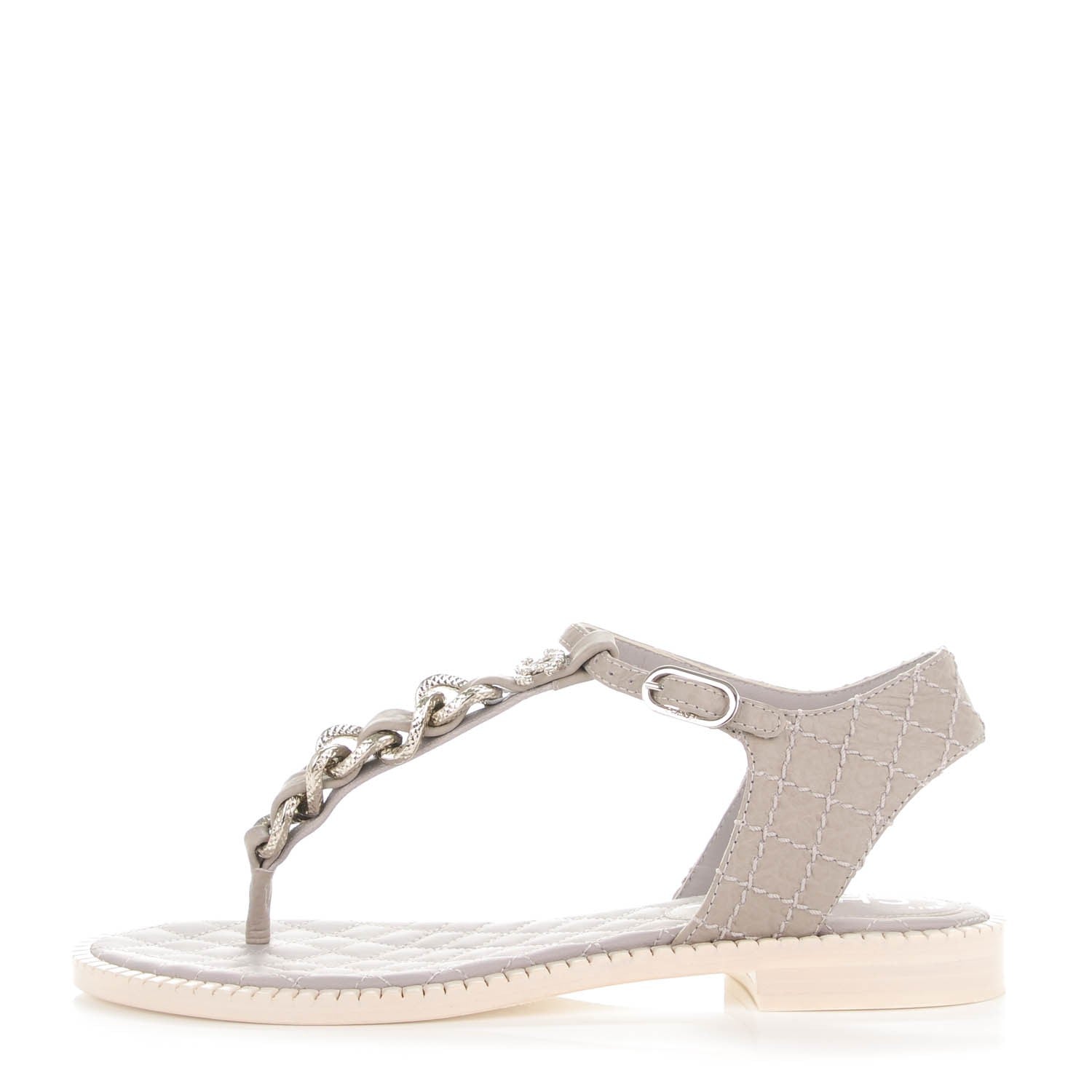 Chanel Calfskin CC Chain Thong Sandals 36 Grey 1 of 8
