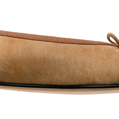 Chanel Suede Cap Toe CC Ballerina Flats 38.5 Beige Black 10 of 12