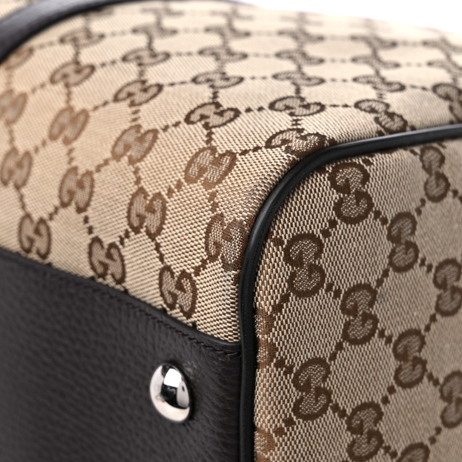 Gucci Monogram Dollar Calfskin Boston Duffle Bag Beige Ebony Testa di Moro Marrone Scuro 9 of 12