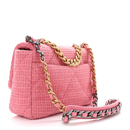 Chanel Metallic Tweed Quilted Medium Chanel 19 Flap Pink 3 of 10