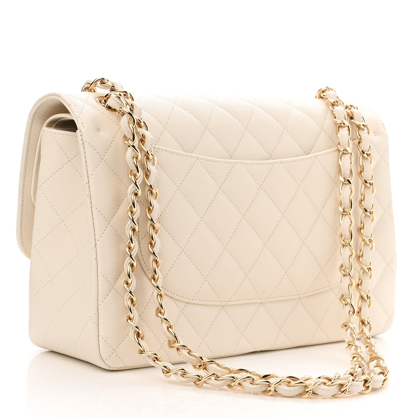 Caviar Quilted Jumbo Double Flap White