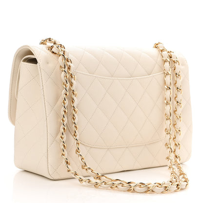 Chanel Caviar Quilted Jumbo Double Flap White 2 of 13