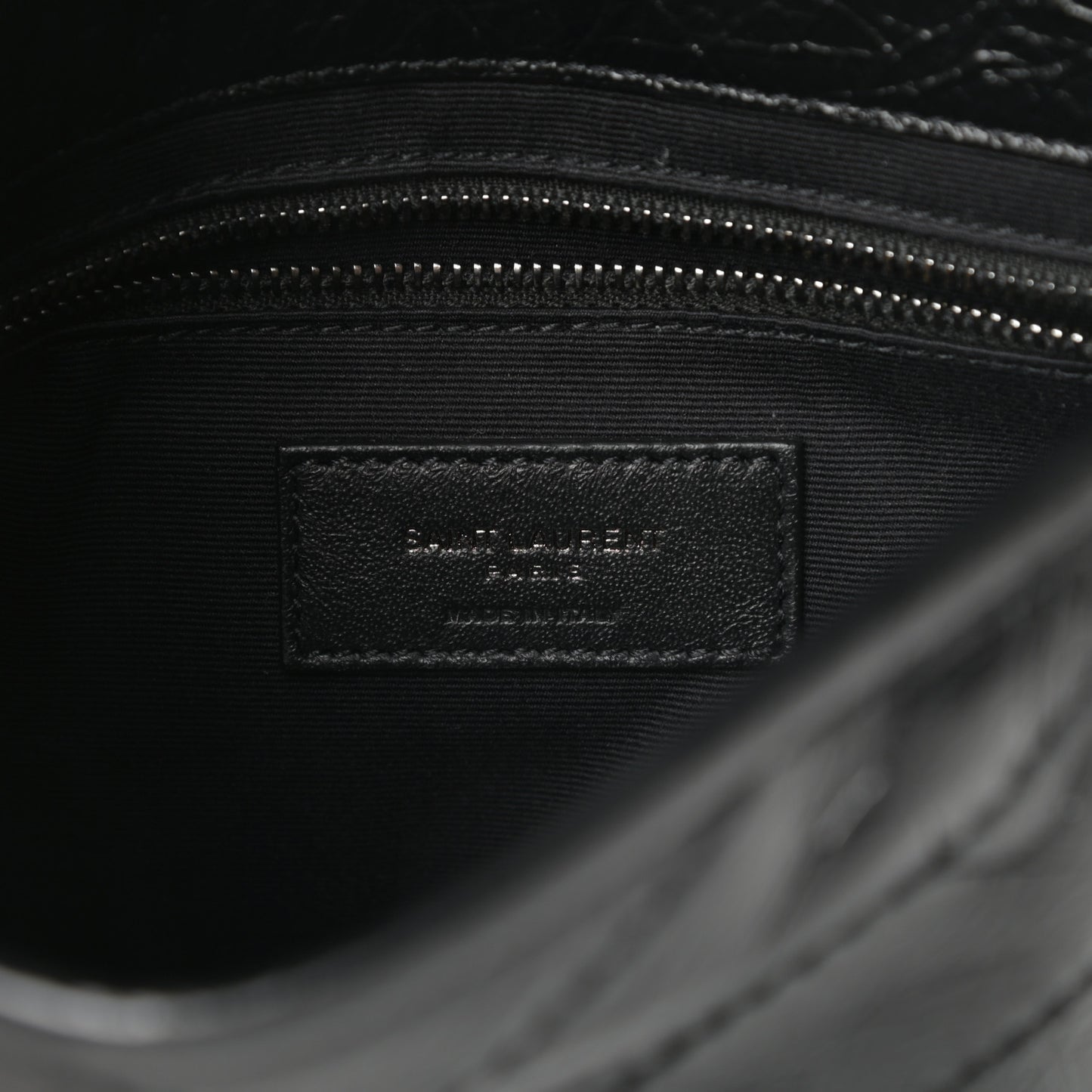 Crinkled Calfskin Matelasse Monogram Niki Chain Wallet Black