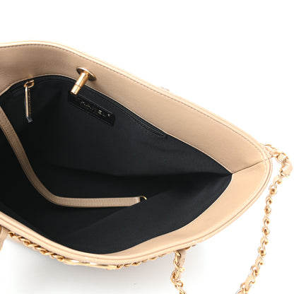 Chanel Calfskin Stitched Small Shopping Tote Dark Beige 5 of 11