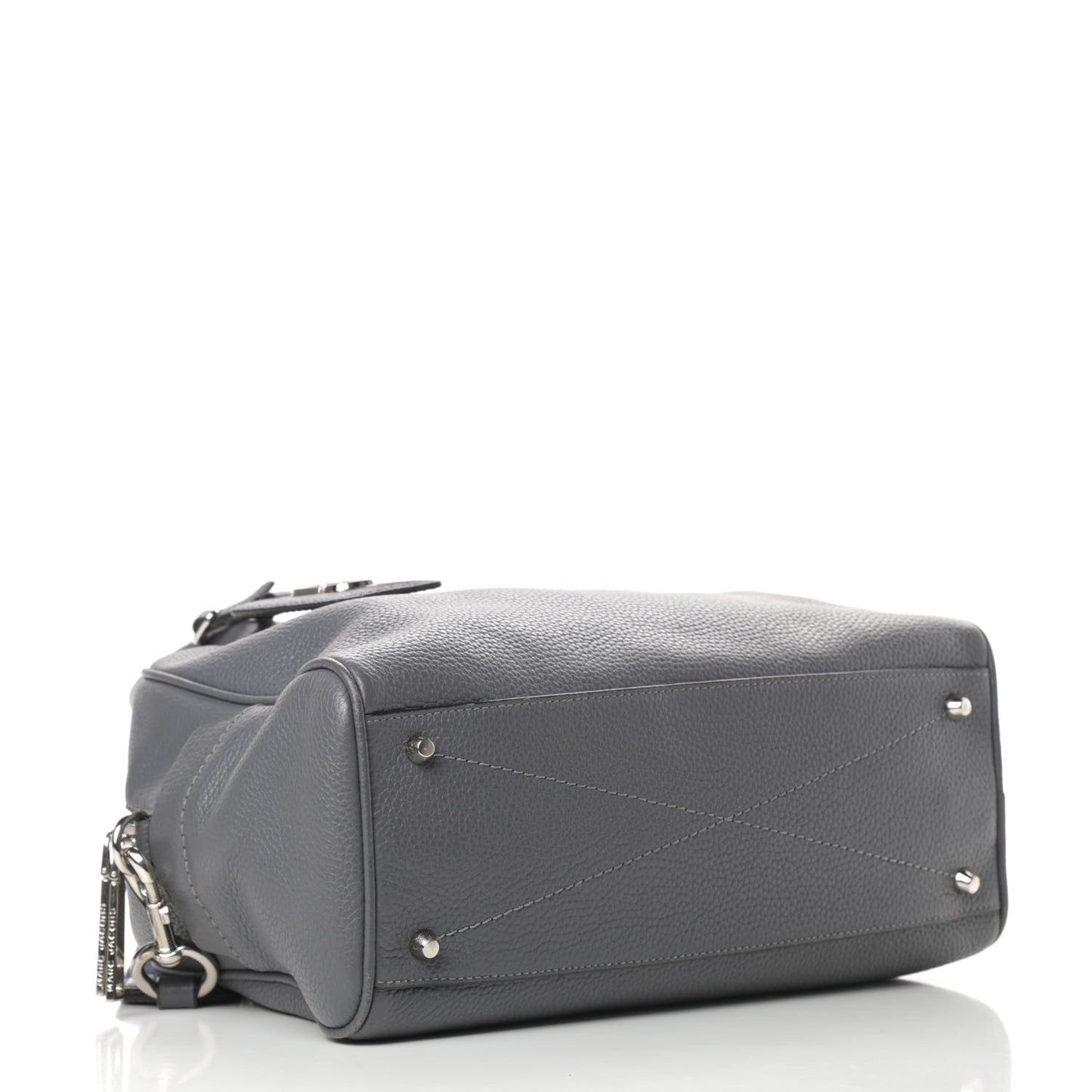 Pebbled Calfskin Gotham Bauletto Satchel Grey