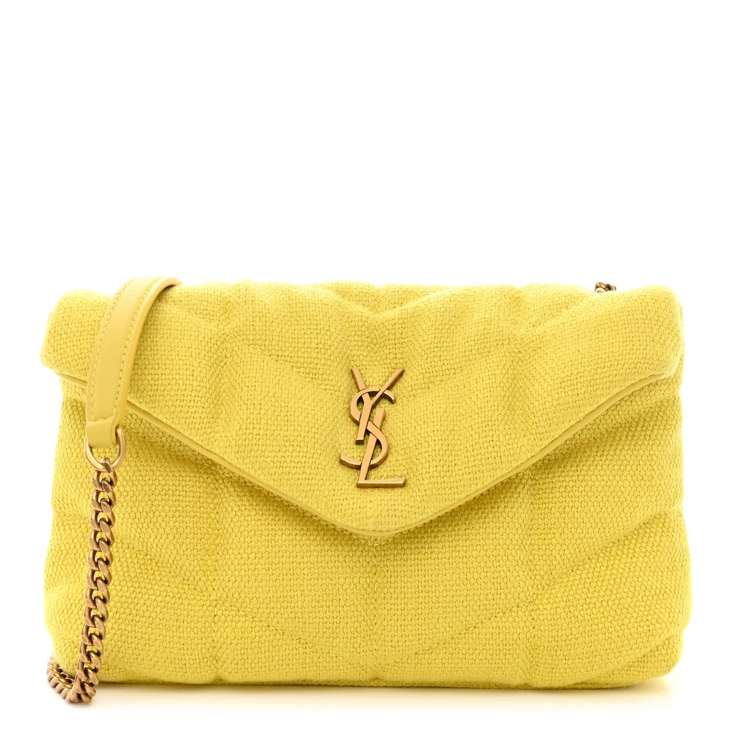 Canvas Quilted Toy Loulou Puffer Monogram Chain Satchel Jaune Citron