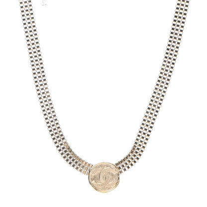 Chanel Metal Chain Link CC Medallion Choker Necklace Gold 1 of 5