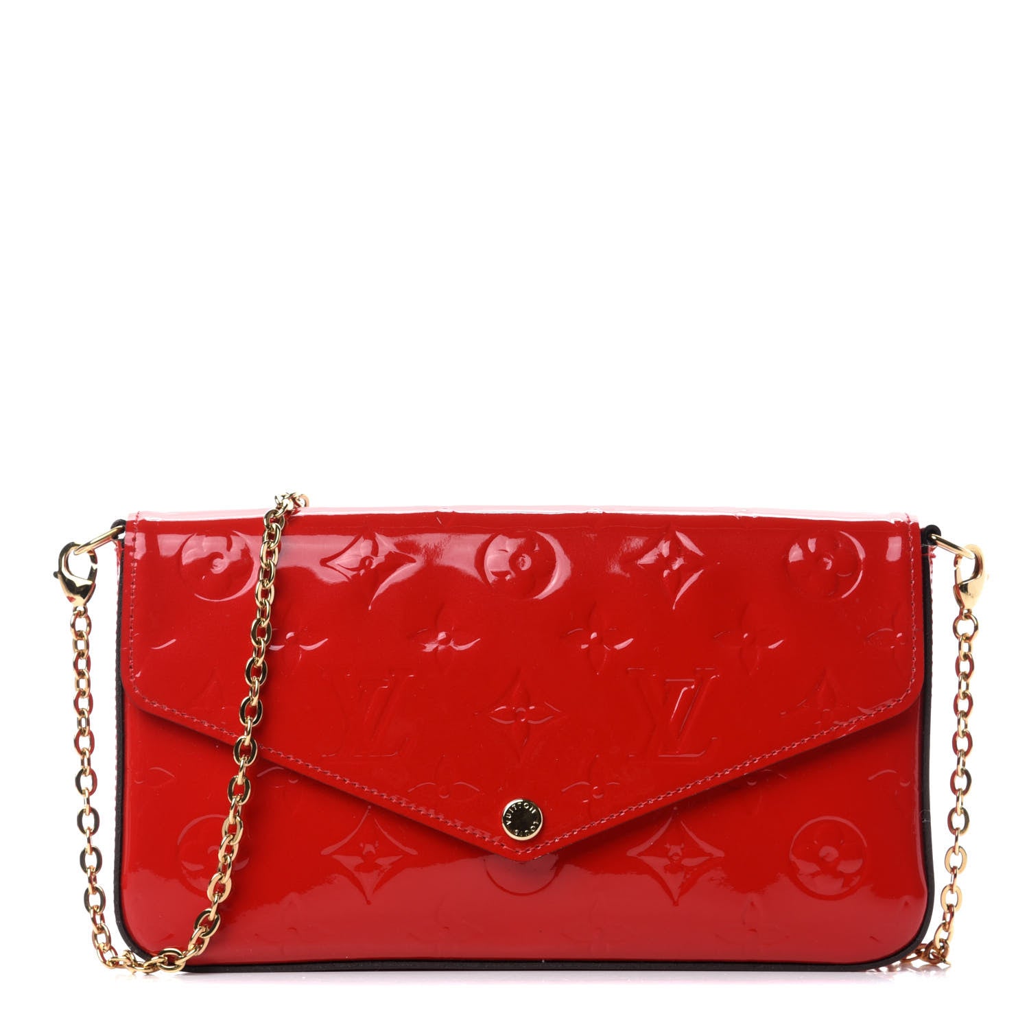 Louis Vuitton Vernis Felicie Pochette Chain Wallet Cherry 1 of 8