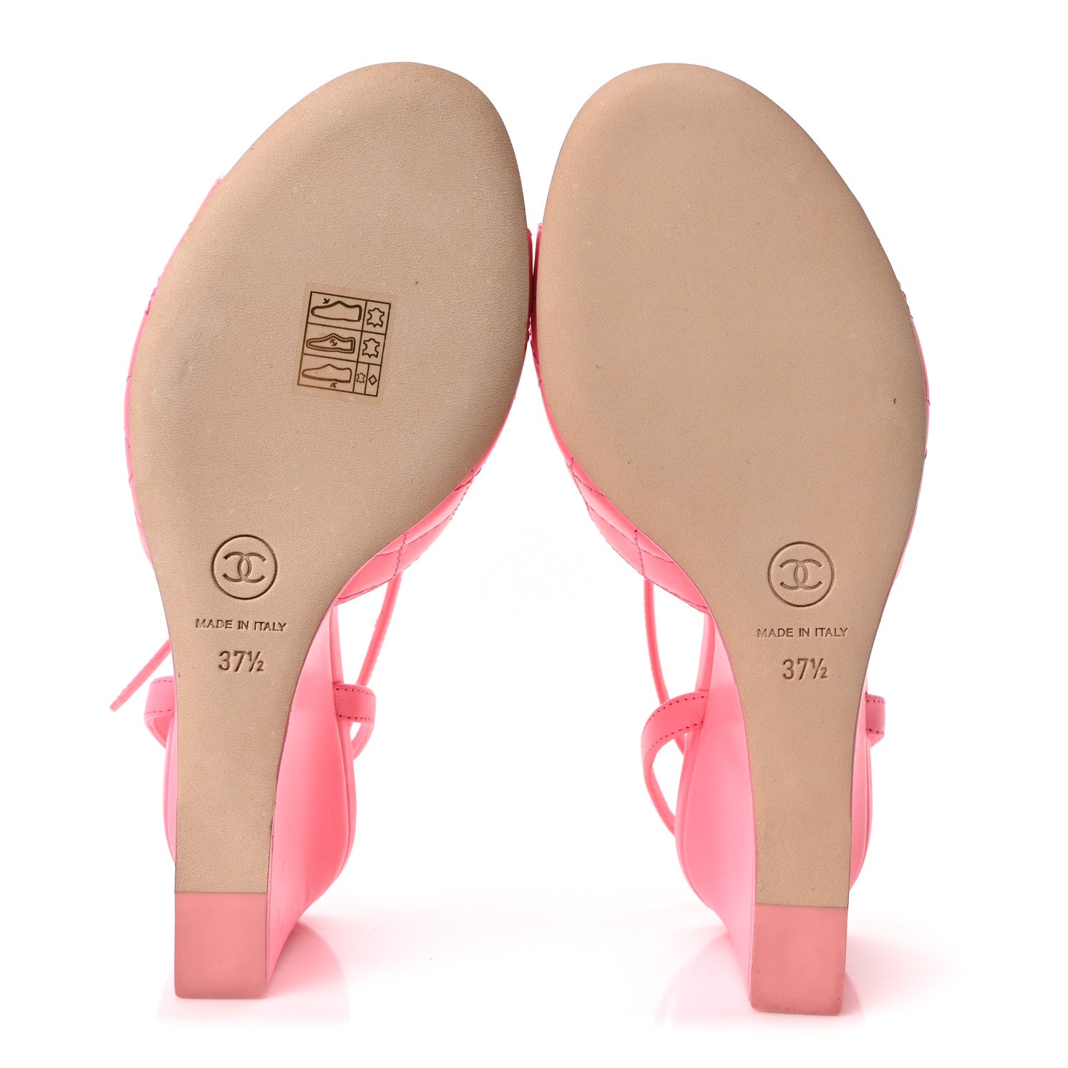 Chanel Lambskin Patent Quilted Wedge Sandals 37.5 Pink 6 of 10