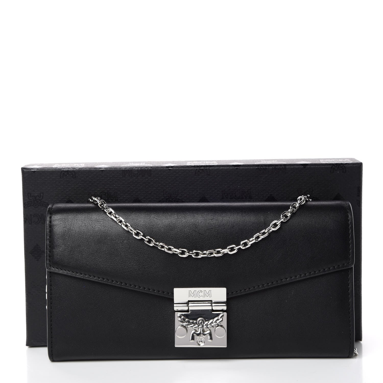 MCM Calfskin Large Patricia Wallet On Chain Black 10 of 10
