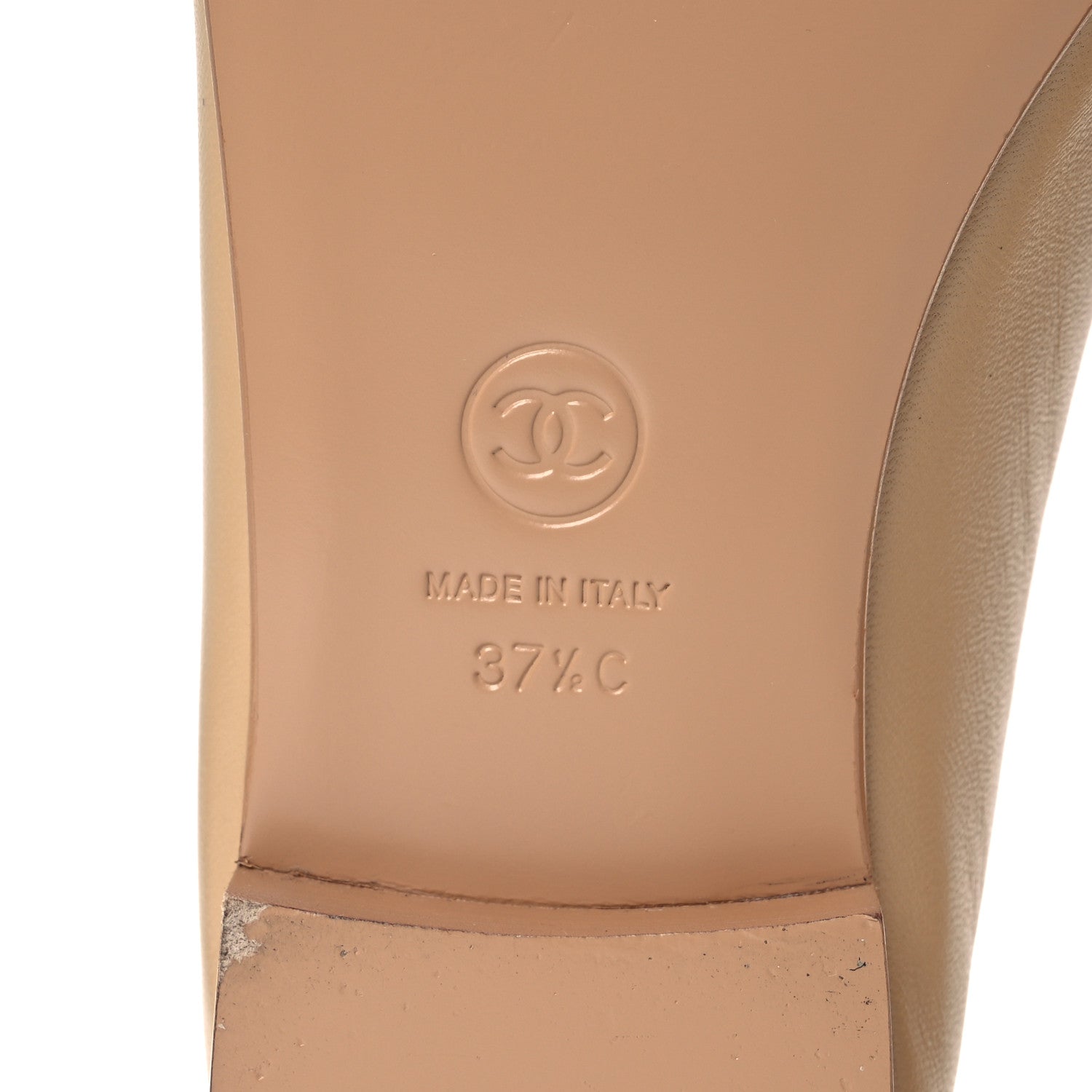 Chanel Lambskin Cap Toe CC Ballerina Flats 37.5 Beige Light Beige 8 of 14