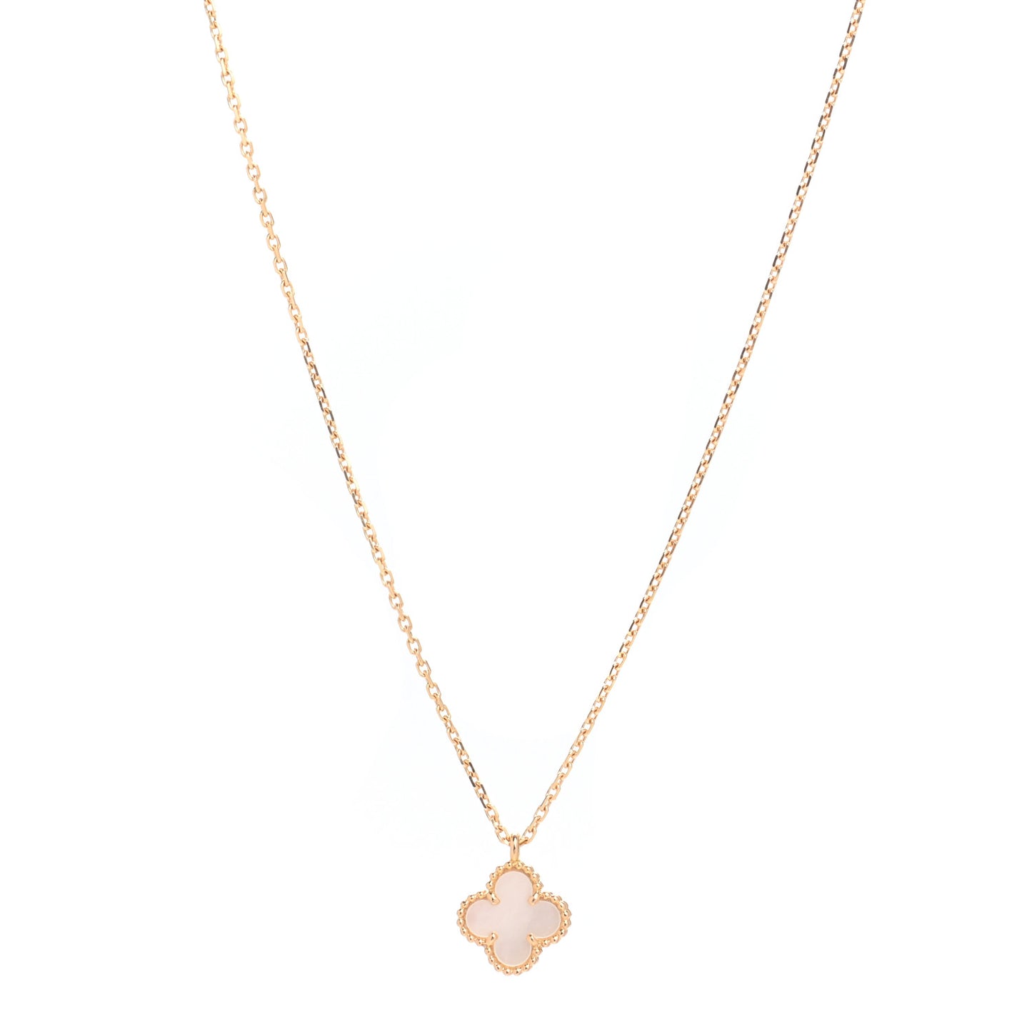 18K Yellow Gold Mother of Pearl Sweet Alhambra Pendant Necklace