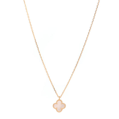 Van Cleef & Arpels 18K Yellow Gold Mother of Pearl Sweet Alhambra Pendant Necklace 1 of 6