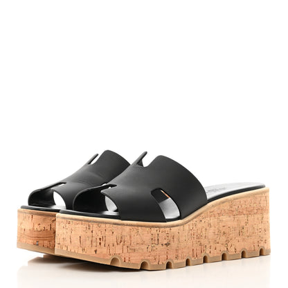 Hermes Calfskin Cork Eze 30 Sandals 37 Black 3 of 16