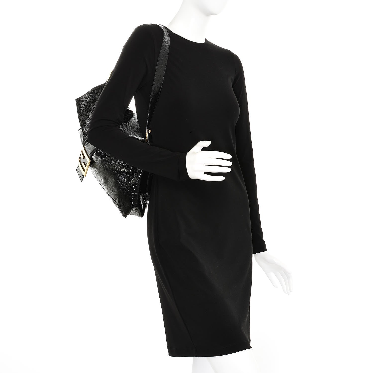 Fendi Vitello Naplak Large Convertible Baguette Black 2 of 16