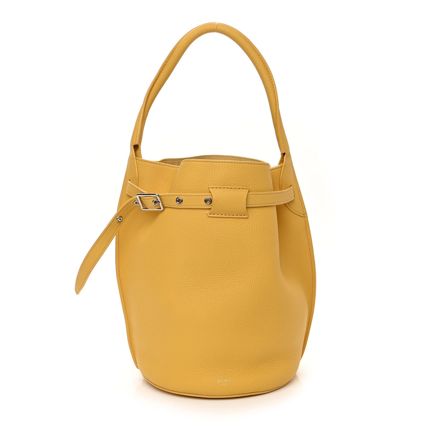 Supple Grained Calfskin Big Bag Bucket Yellow