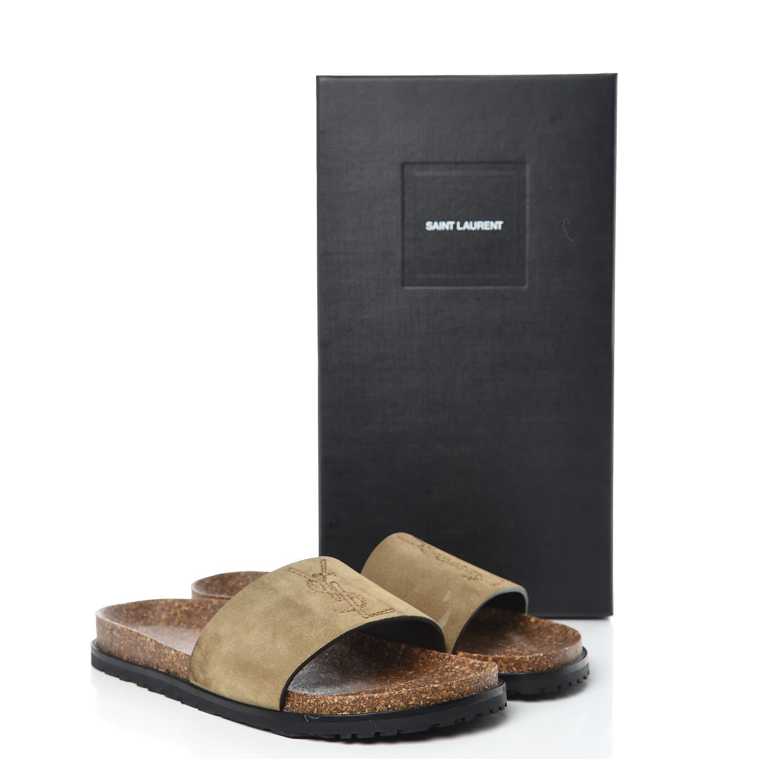Saint Laurent Suede Joan Slide Sandals 37 Brown 10 of 10