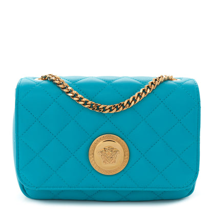 Versace Nappa Quilted Small Medusa Chain Crossbody Blue 1 of 10