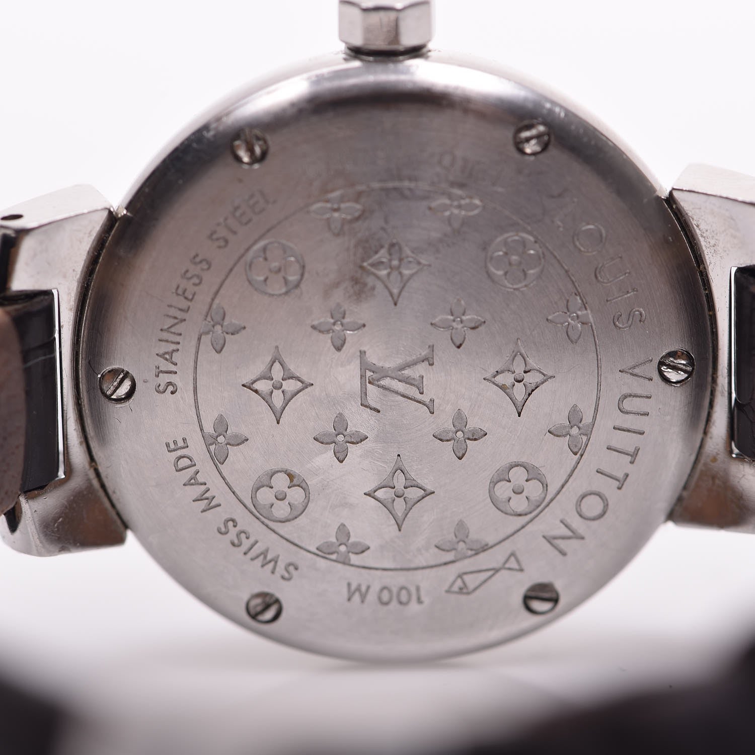 Louis Vuitton Stainless Steel Alligator 28mm Tambour Quartz Watch Brown 5 of 7