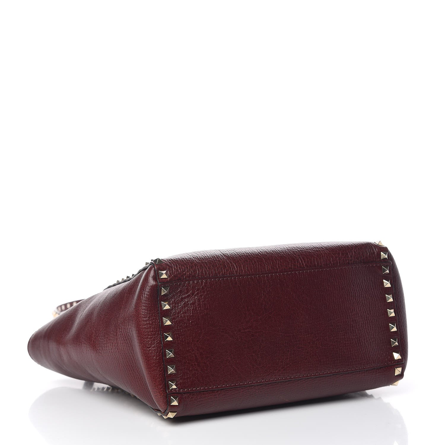 Valentino Garavani Textured Calfskin Rockstud Double Handle Tote Wine 4 of 12