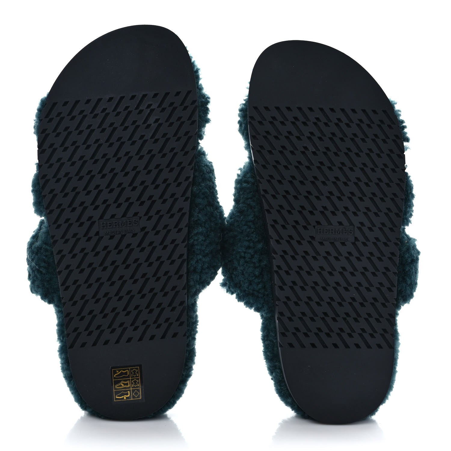 Hermes Woolskin Womens Chypre Sandals 38 Vert Anglais 5 of 8