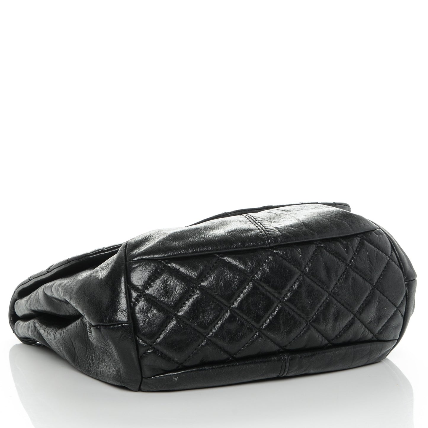 Shiny Lambskin Quilted Medium Trianon Messenger Flap Black
