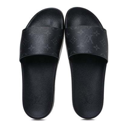 Louis Vuitton Rubber Monogram Eclipse Mens Waterfront Mules 9 Black 2 of 10
