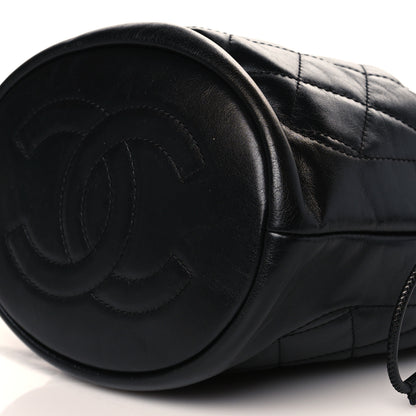 Chanel Calfskin Stitched Coco Ring Bucket Drawstring Bag Black 9 of 9