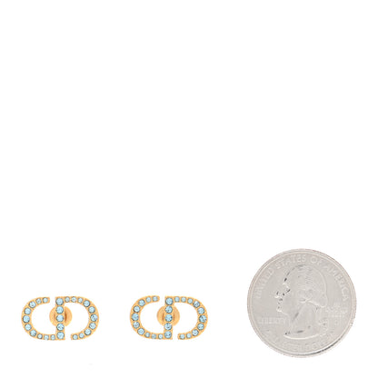Christian Dior Crystal CD Earrings Blue Gold 2 of 6
