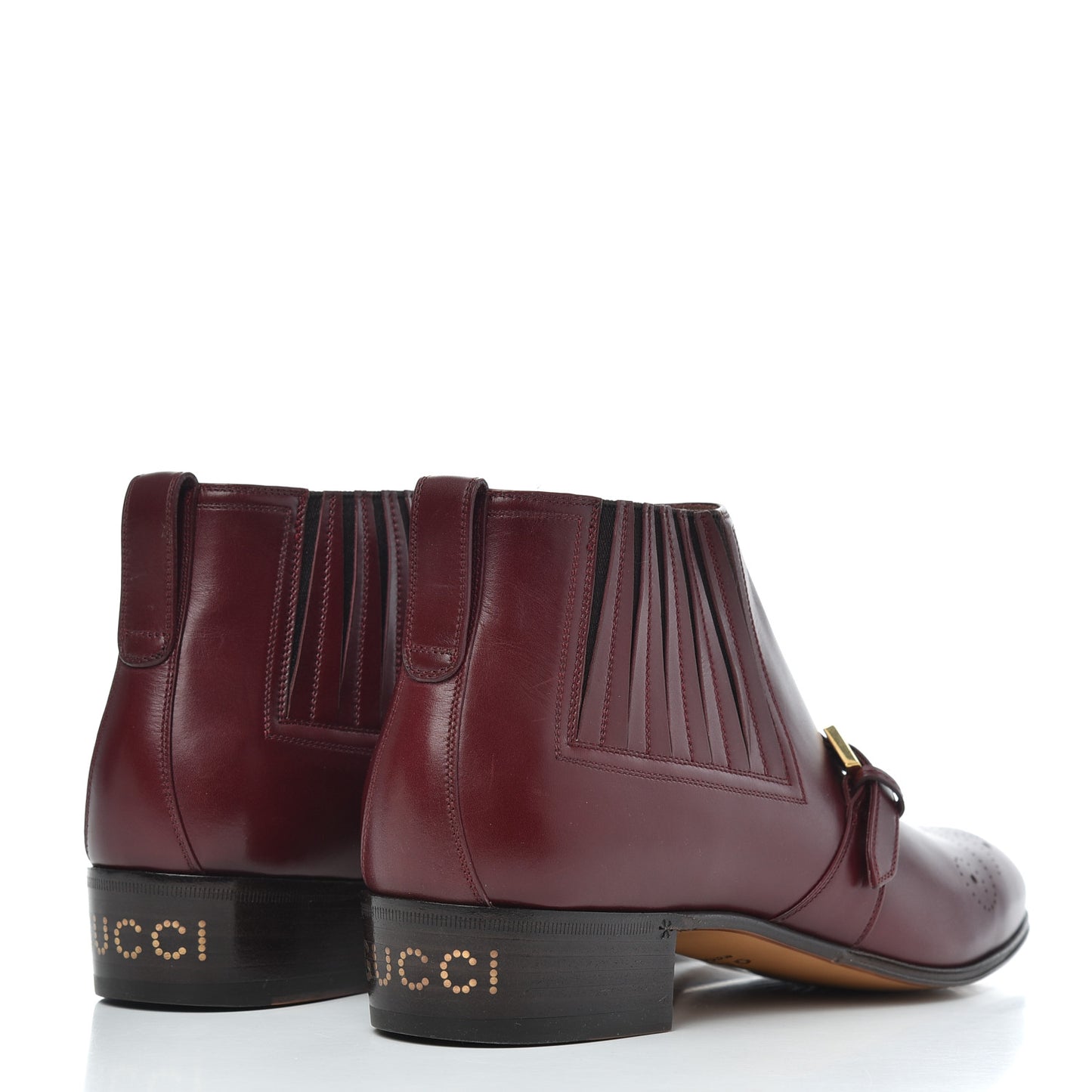 New Waxed Calfskin Mens G Medallion Toe Ankle Boots 8.5 Red Bordeaux