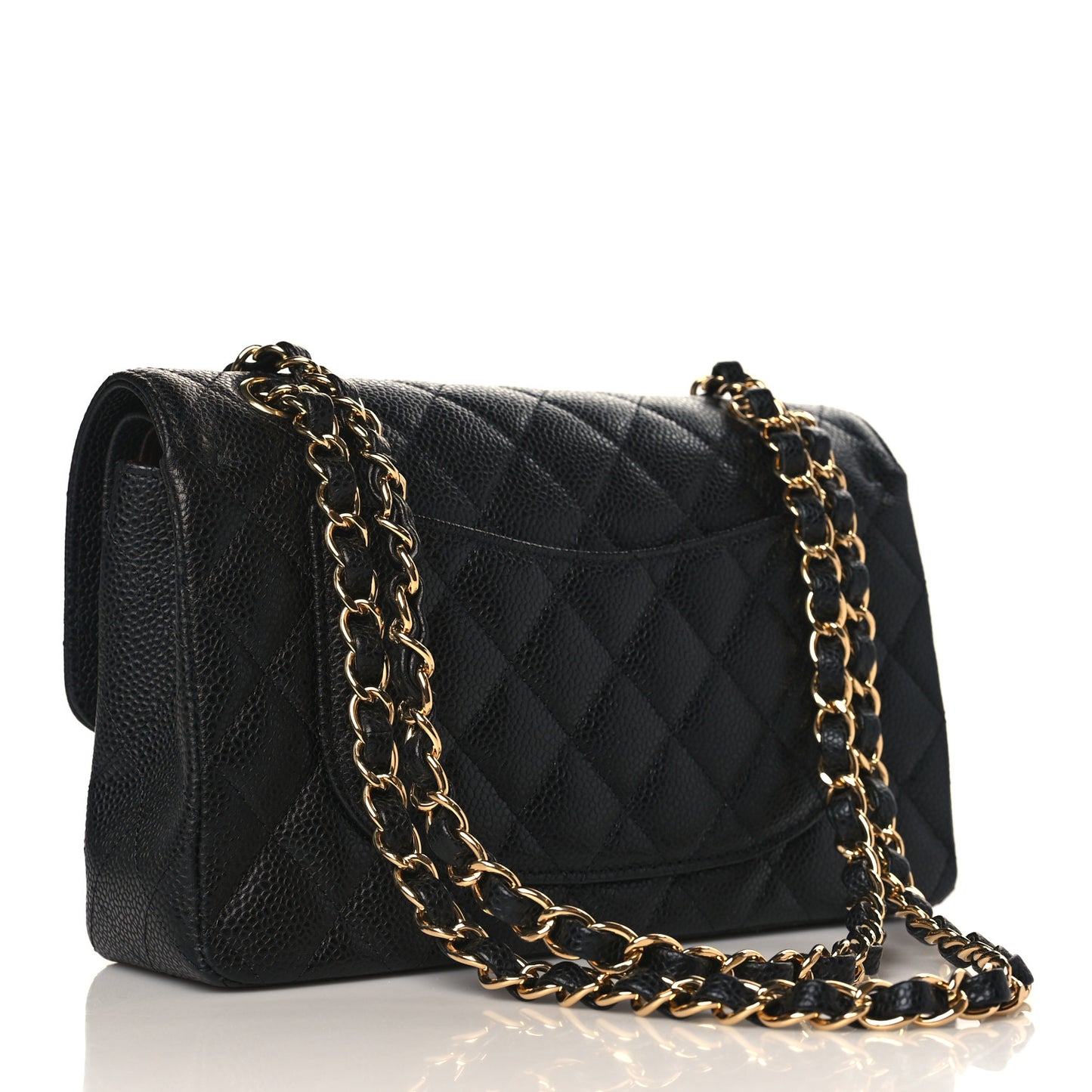 Caviar Quilted Small Double Flap Black