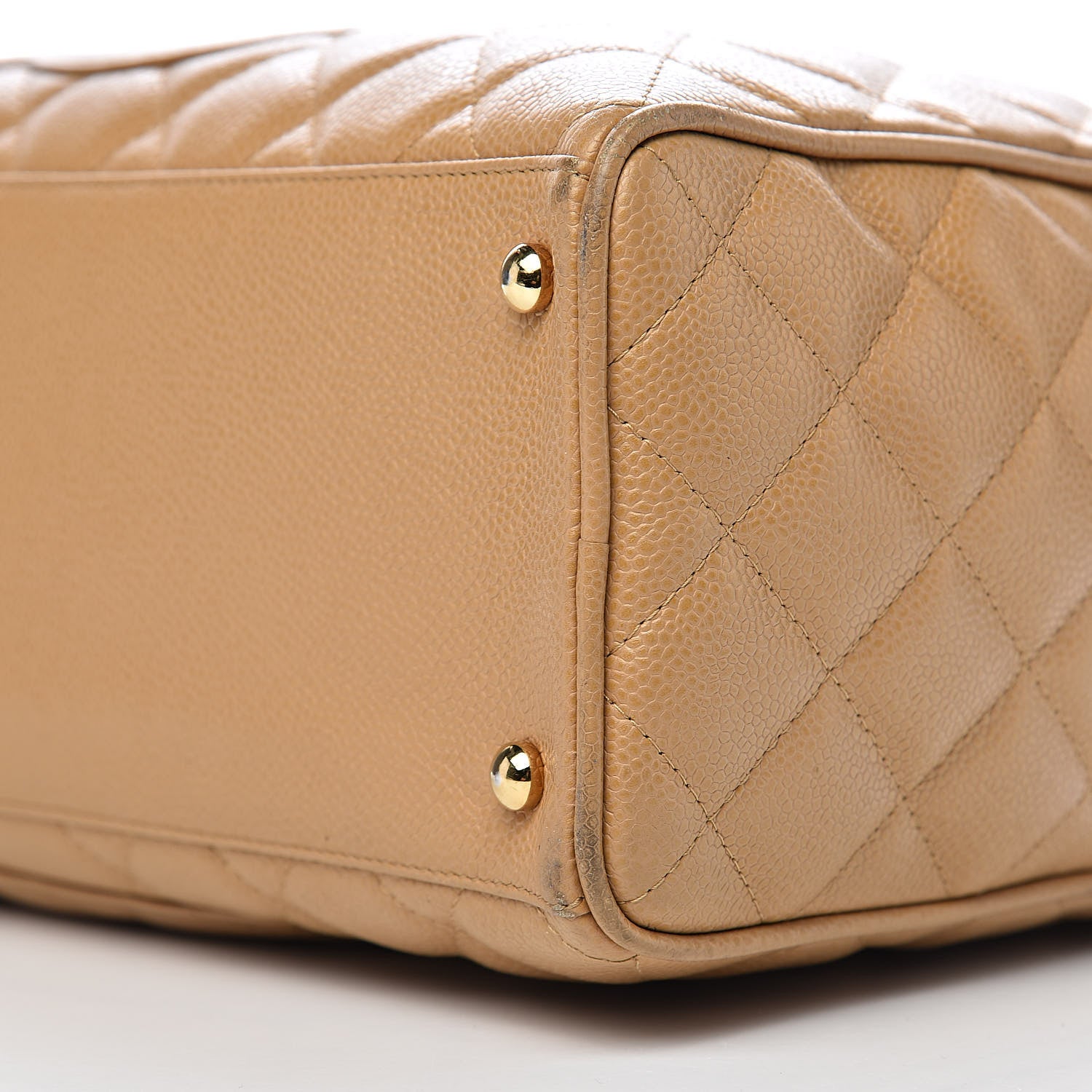 Chanel Caviar Quilted Large Bowler Bag Beige 18 of 19