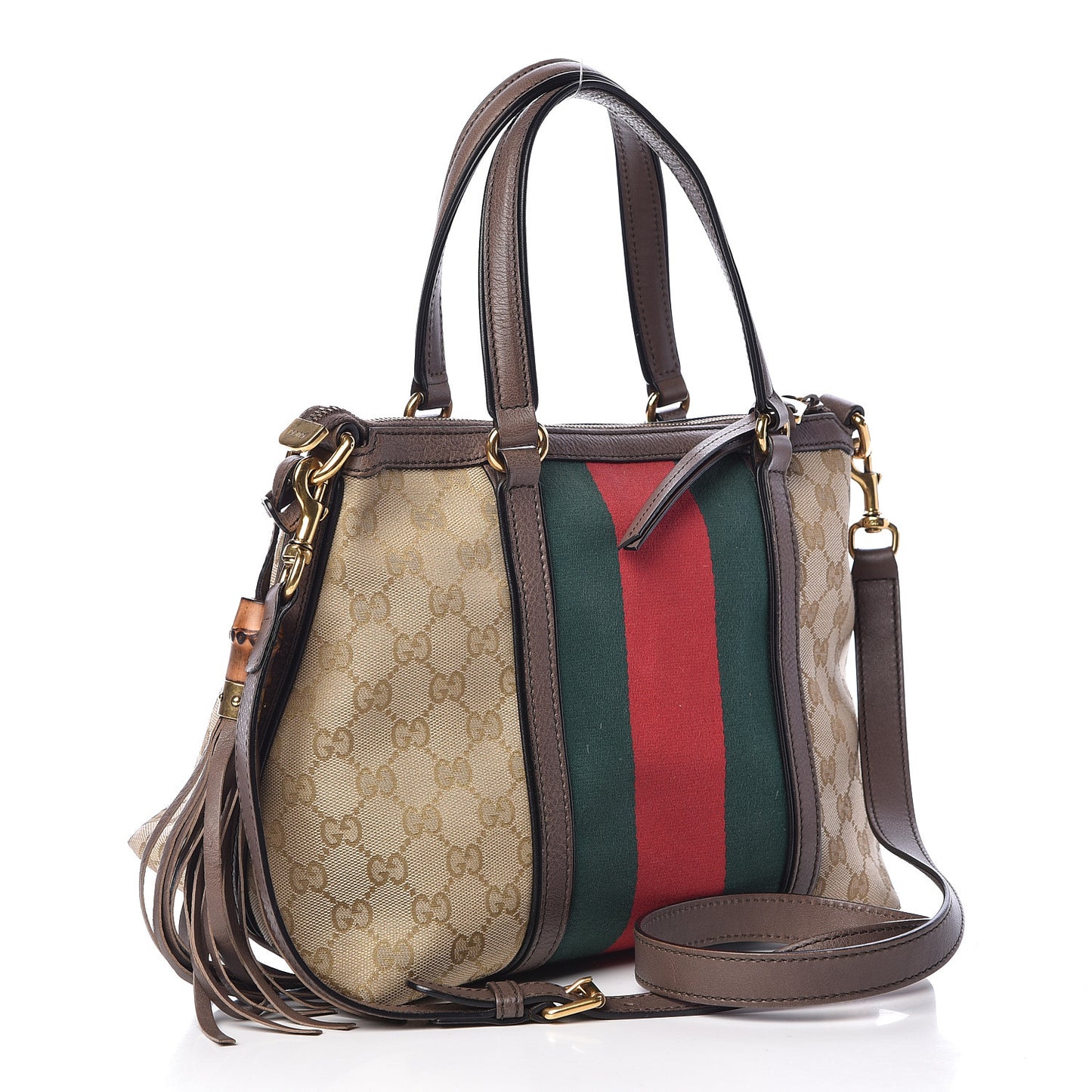 Monogram Web Rania Top Handle Bag Brown
