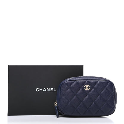 Chanel Caviar Quilted Small Curvy Pouch Cosmetic Case Navy 10 of 10