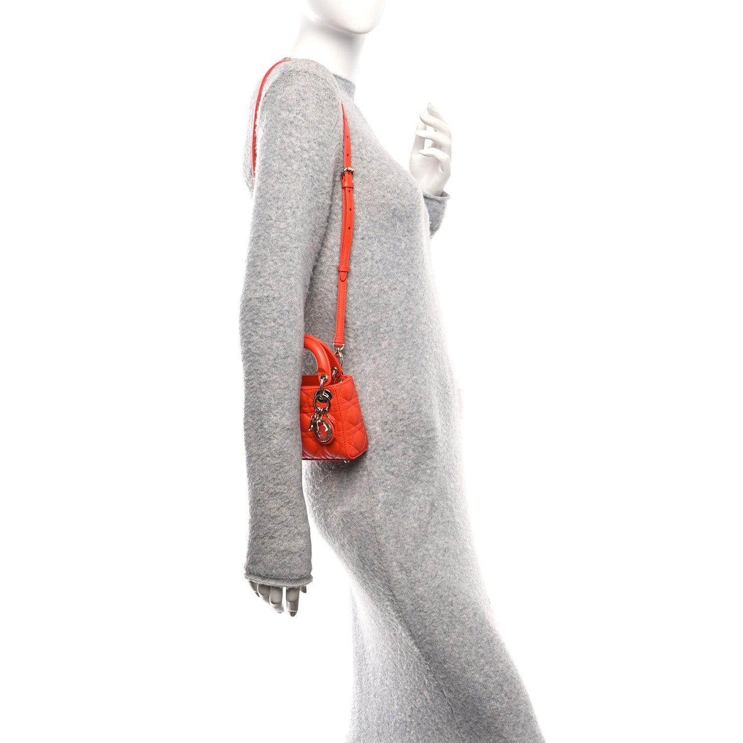 Christian Dior Lambskin Cannage Micro Lady Dior Orange 2 of 10