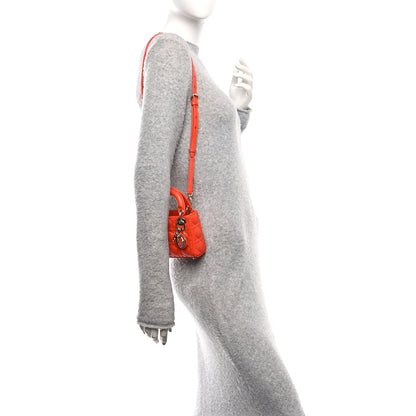 Christian Dior Lambskin Cannage Micro Lady Dior Orange 2 of 10