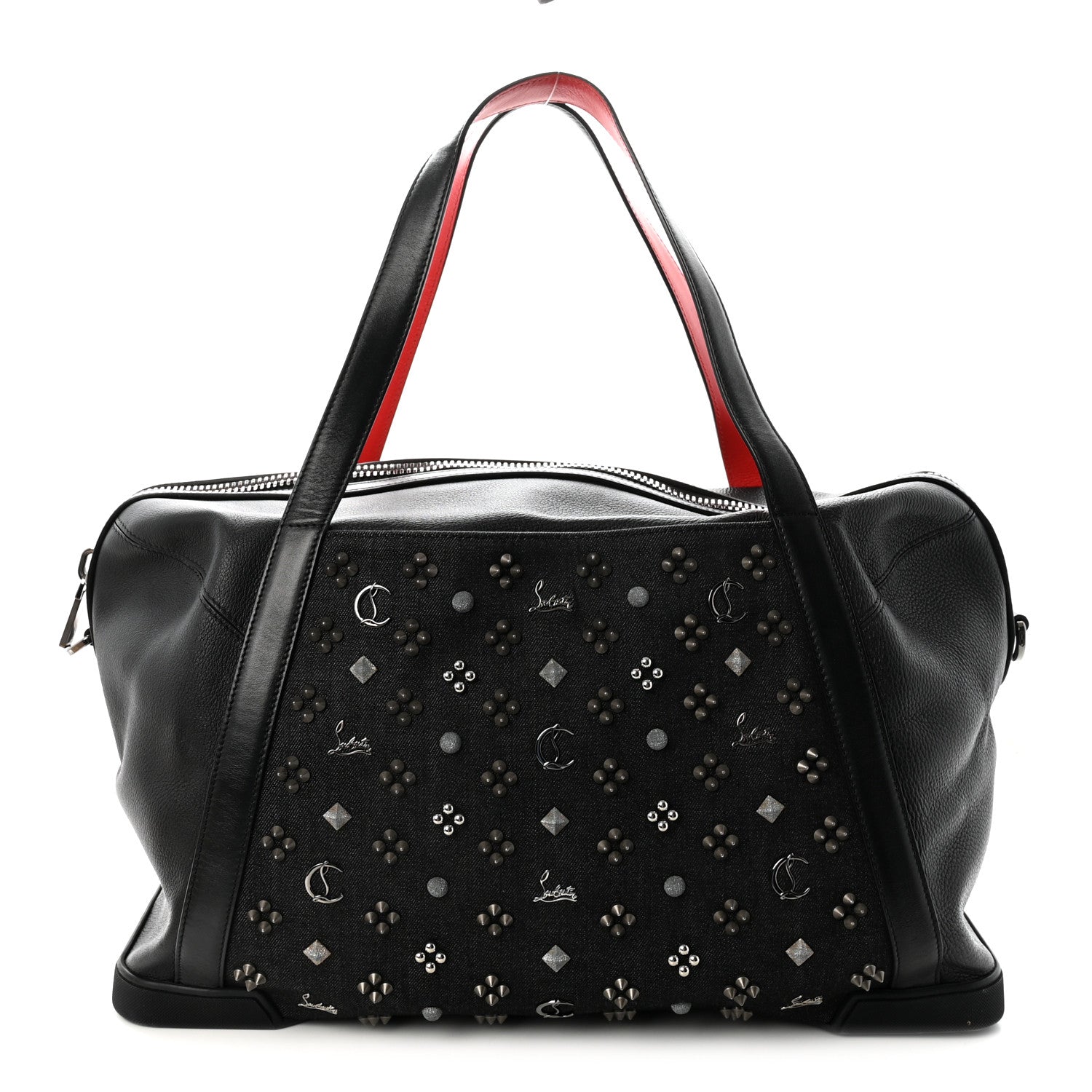 Christian Louboutin Studded Denim Calfskin Duffle Black 1 of 9
