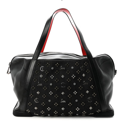 Christian Louboutin Studded Denim Calfskin Duffle Black 1 of 9