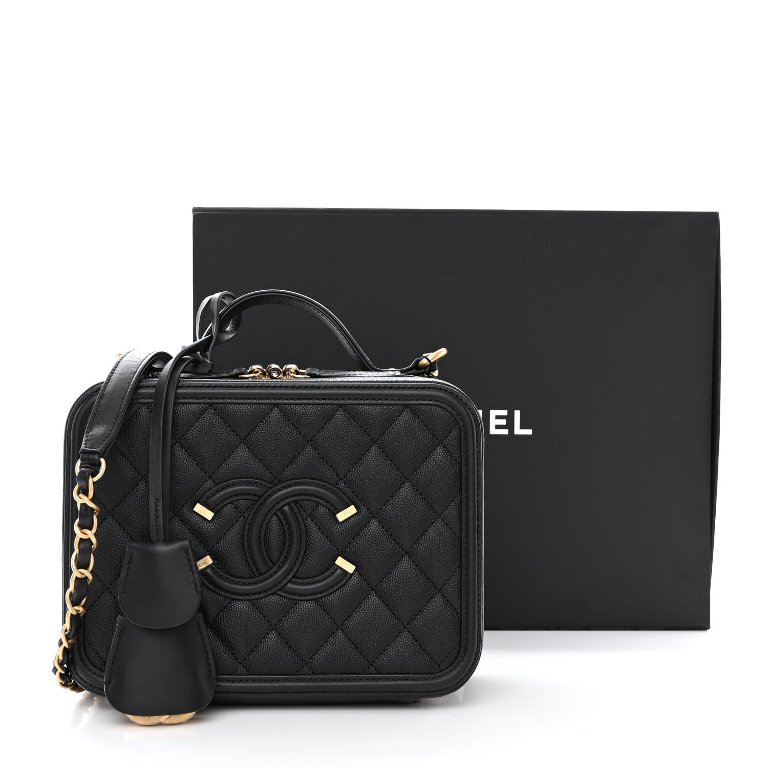 Chanel Caviar Quilted Medium CC Filigree Vanity Case Black 11 of 11