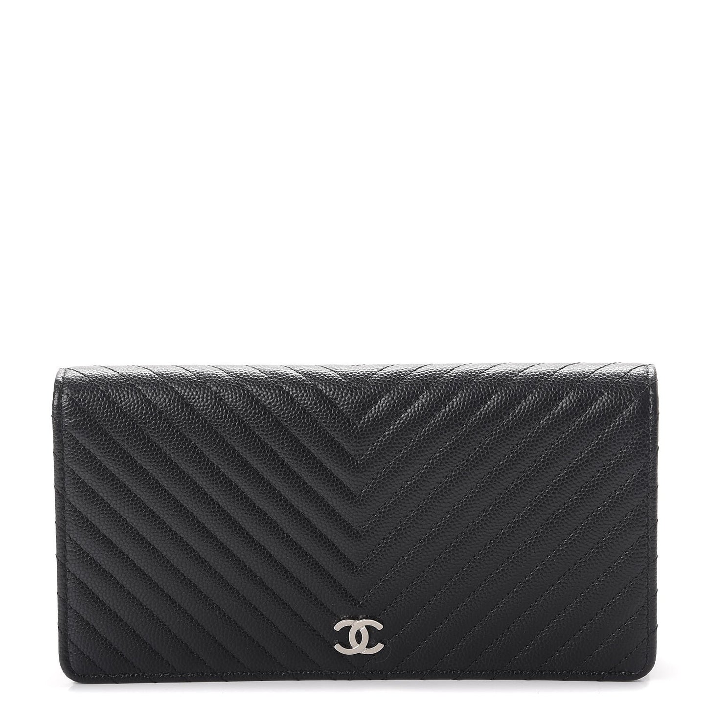 Caviar Chevron Quilted Yen Wallet Black
