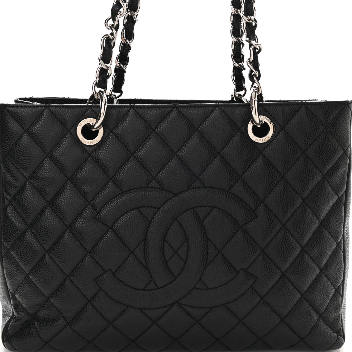 Caviar Quilted Grand Shopping Tote GST Black