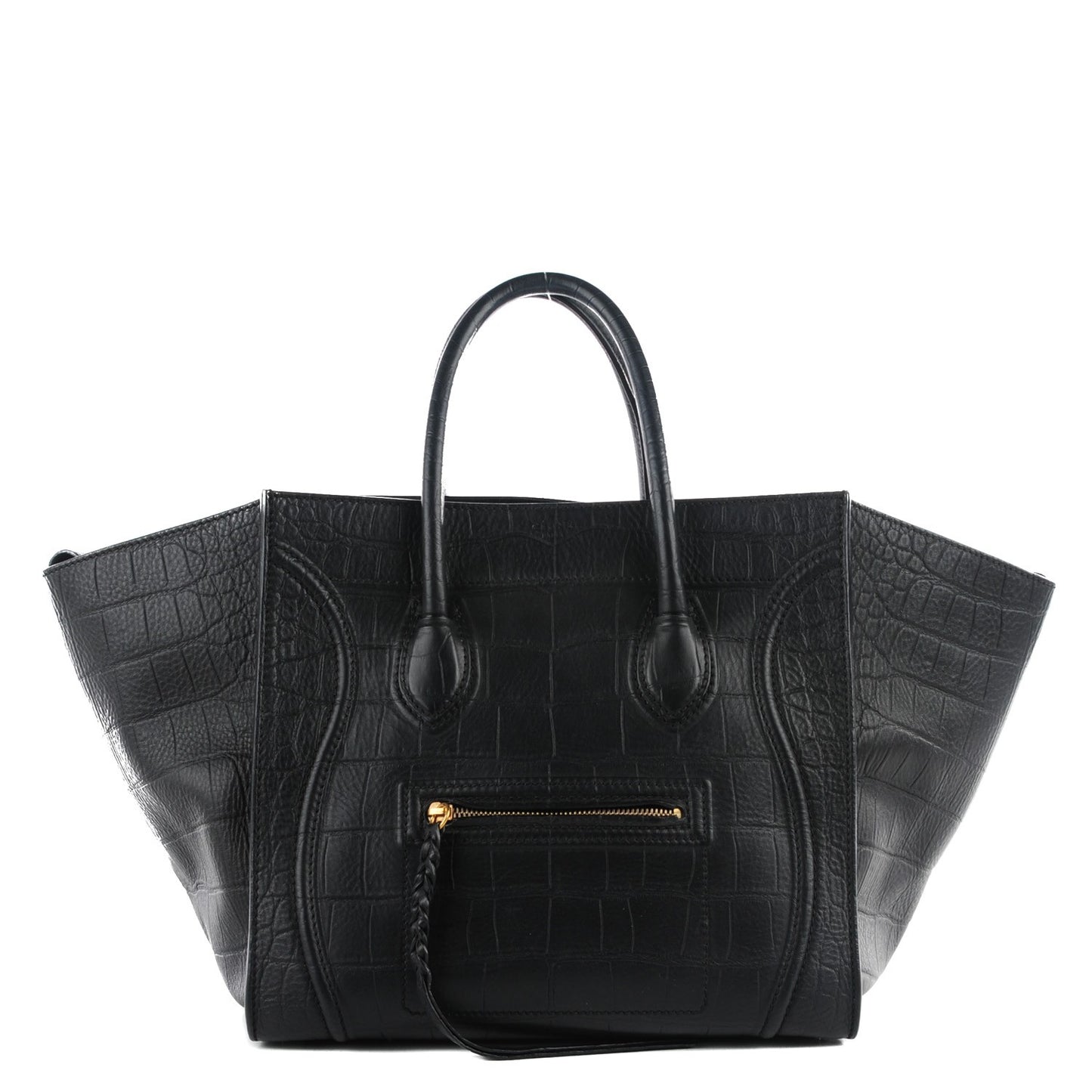 Crocodile Embossed Calfskin Medium Phantom Luggage Black