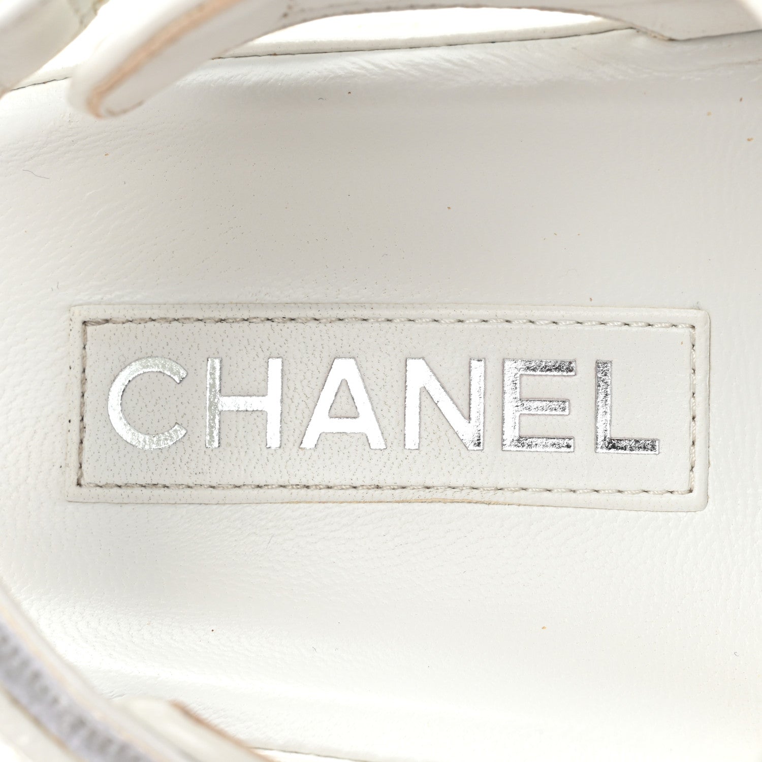 Chanel Laminated Lambskin Quilted Velcro Dad Sandals 37.5 White 7 of 15